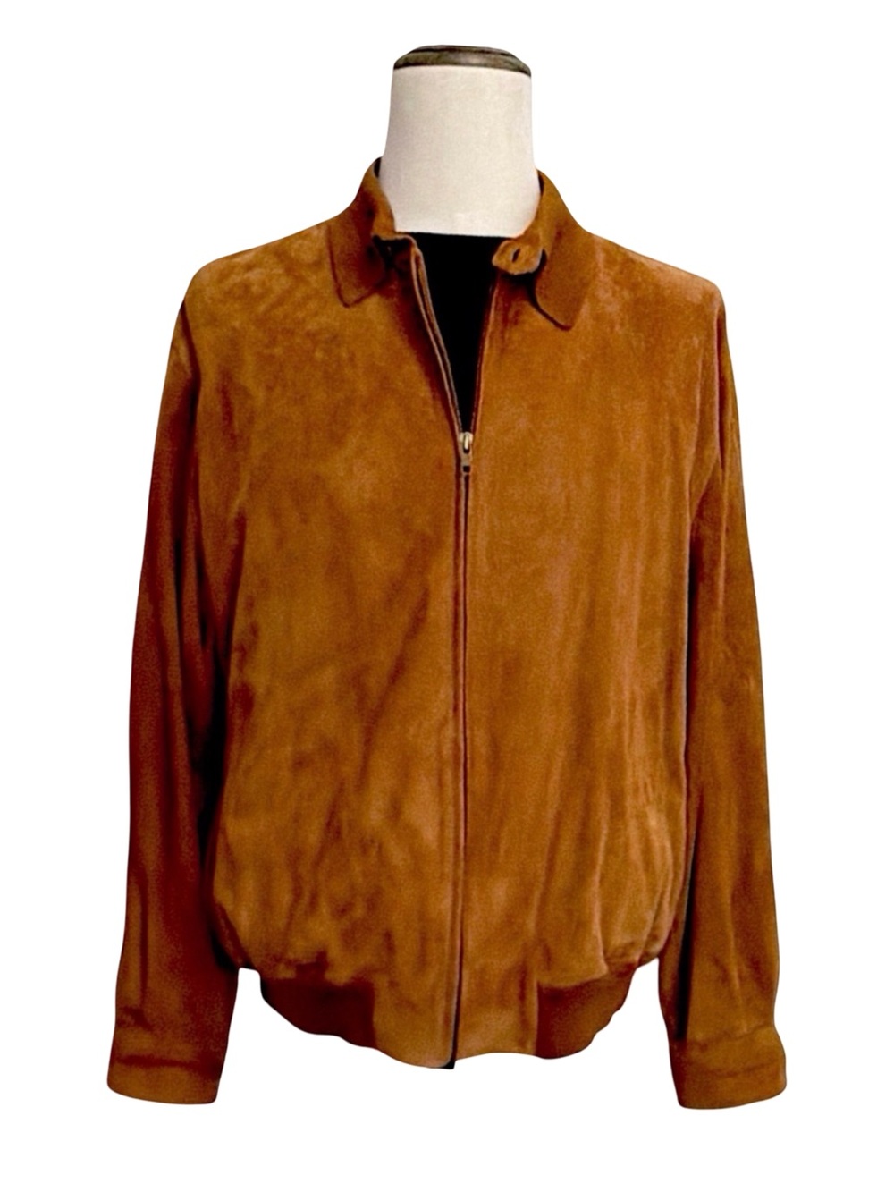 Sulka Men’s Brown Suede Leather Bomber Jacket | Size 44 | Luxury | Zip Front
